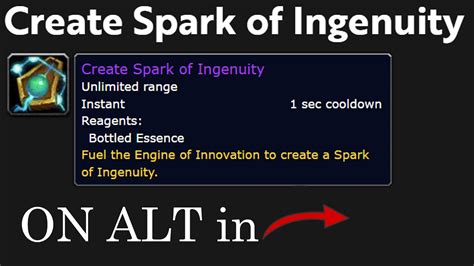 Of course, the Spark system has been replaced by Scintilla d'Ombrofuoco, but these are time gated for one every two weeks. . Spark of ingenuity on alts